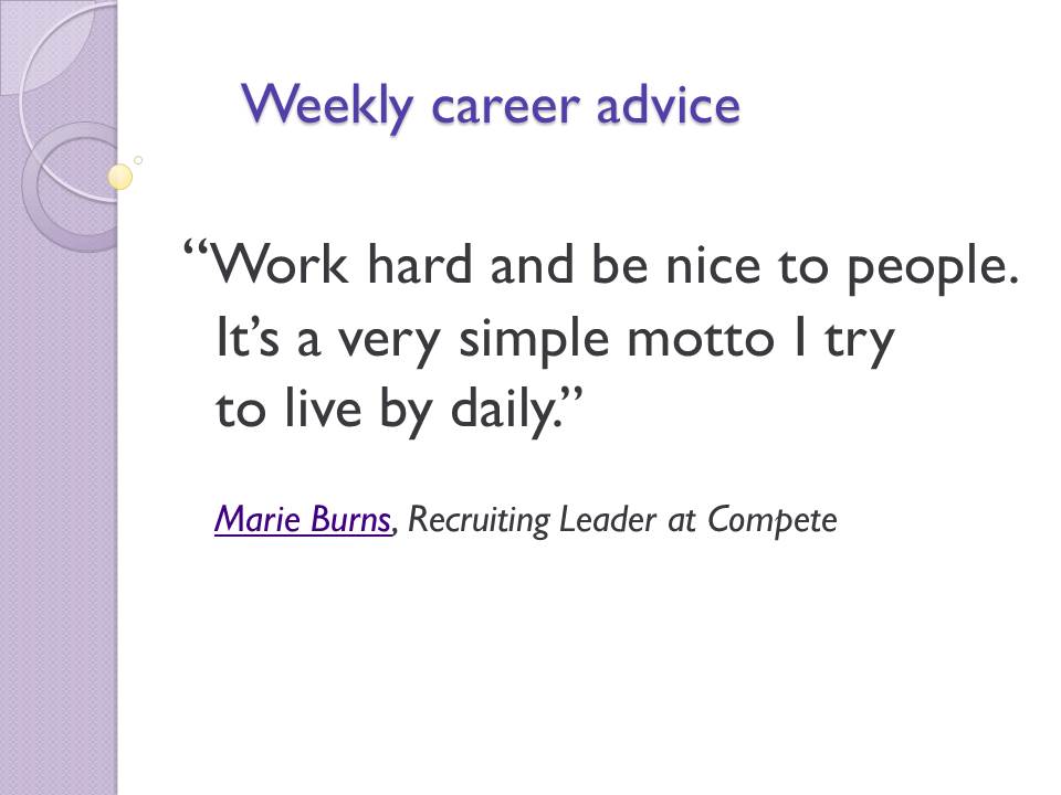 Weekly career advice 4